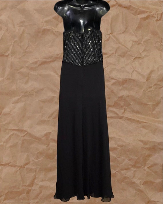 Aidan Mattox Black Beaded Chiffon Gown - Size 6 - Etsy Finland
