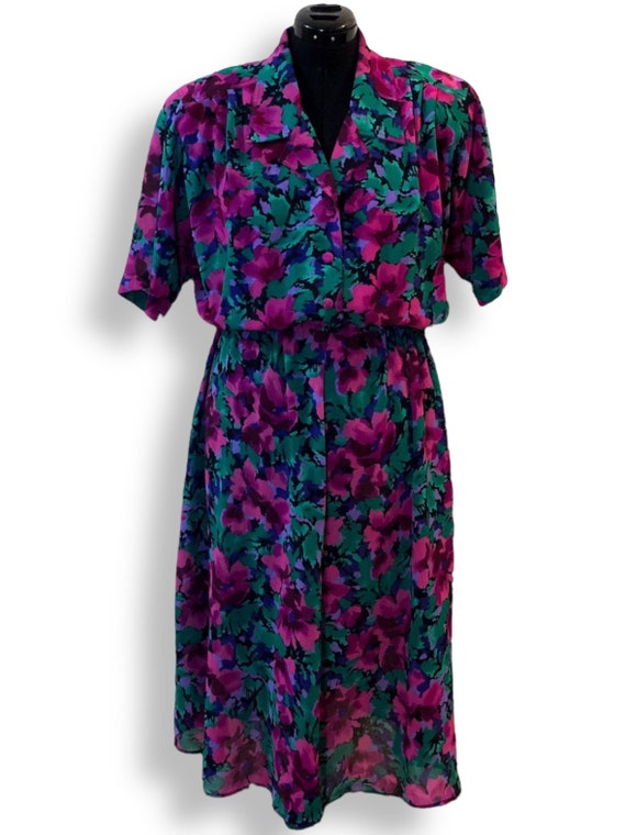 Vintage Leslie Fay Pink Green Blue Purple Multico… - image 2