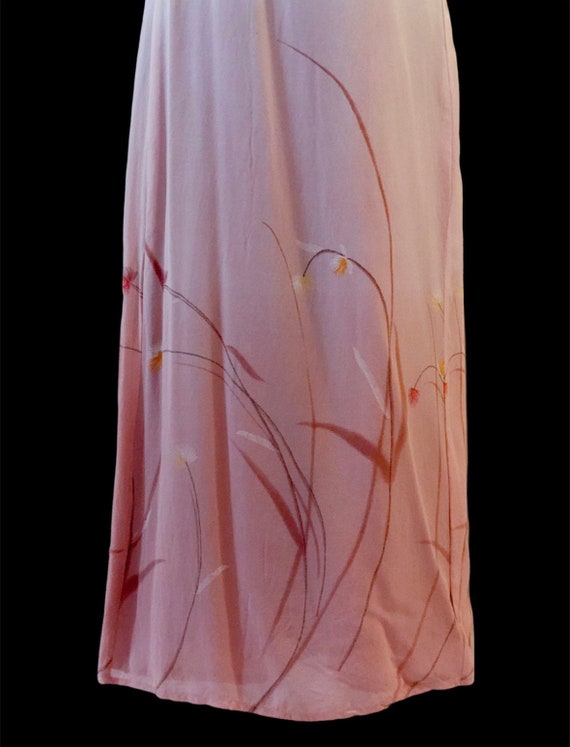 Vintage Oui Pink Floral Flower Silk Slip Sleevele… - image 4