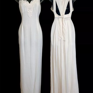 Vintage 1980’s Scott McClintock White Classic Timeless Lace Sleeveless Sweatheart Neckline Cutout Bow tie Pleated Back Wedding Dress Size 8