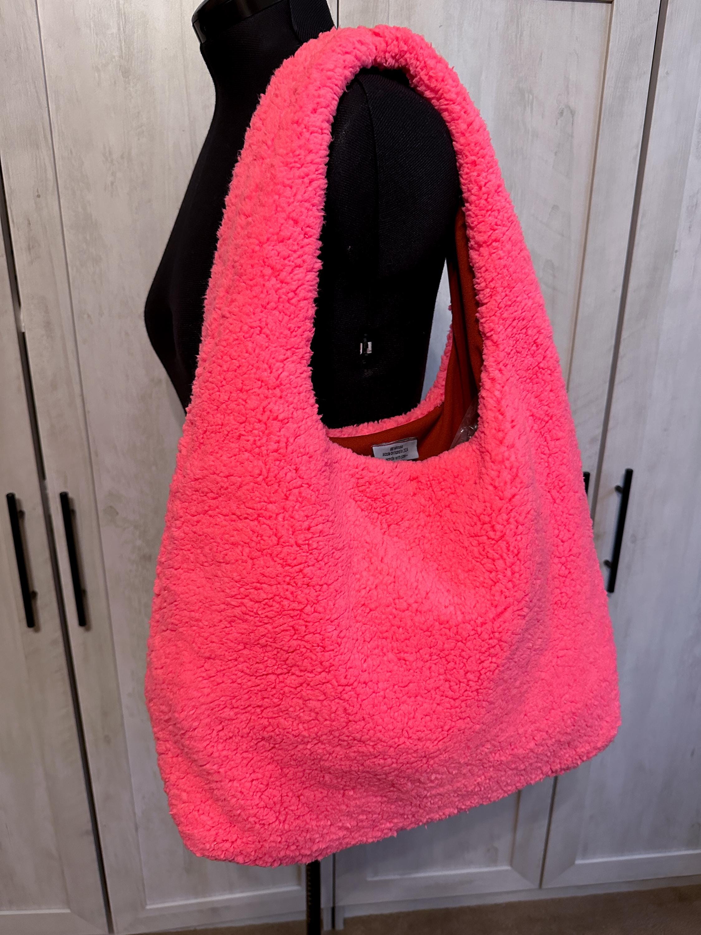 Handmade Hot Pink Sherpa Tote Bag