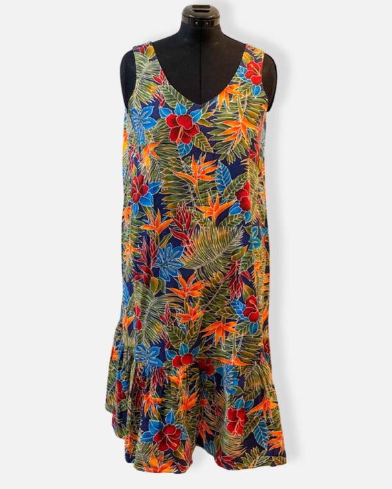 knee length dresses for ladies Niihau Cotton Poplin Long Maxi Hawaiian Muumuu Dress main image 0