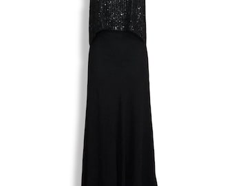 Aidan Mattox Black Beaded Chiffon Gown - Size 6