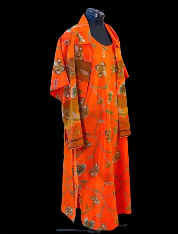 Vintage MPH Collection Orange Tan Beige Floral Flo