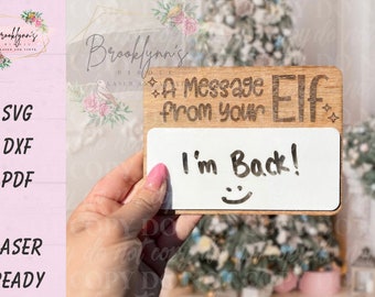 Digital File ONLY, SVG laser cut file, Elf, Dry Erase Board, Message board, Message from elf, Customized Engraved Sign, Christmas Shelf Elf