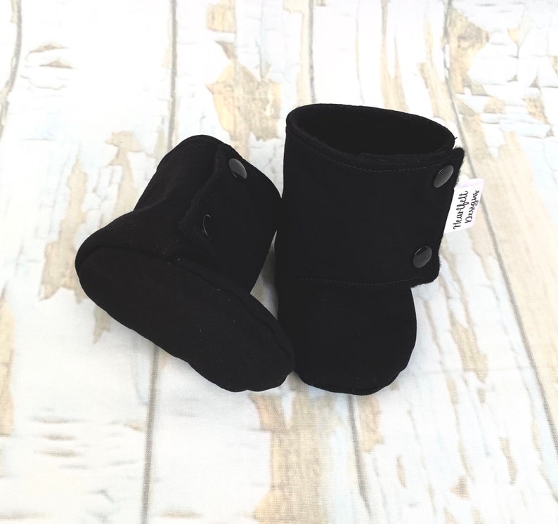 Black Baby Booties Soft Soled Shoes Baby Shoes Stay on Etsy