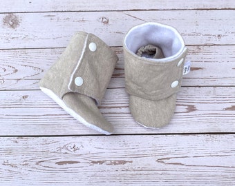Baby Booties, Linen Shoes, Soft Soled Shoes, Baby Shoes Stay on Booties, Slippers, Baby Slippers, Booties, Childrens Slippers