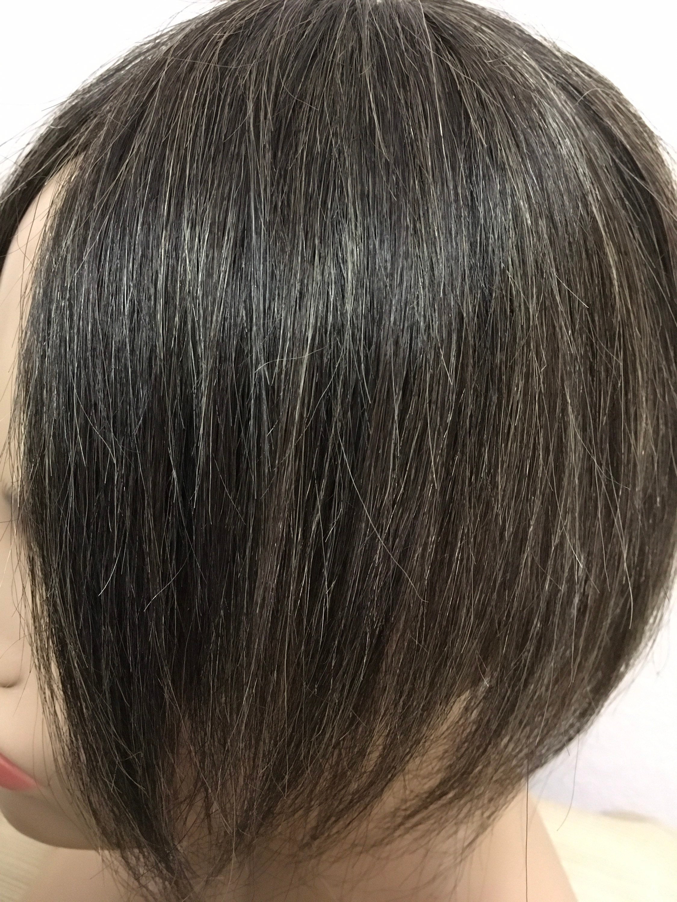 Human Hair Topper 100 Brown with Gray Extensions Top Etsy