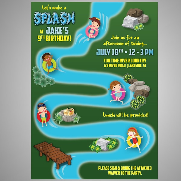 RIVER TUBING Birthday Invitation