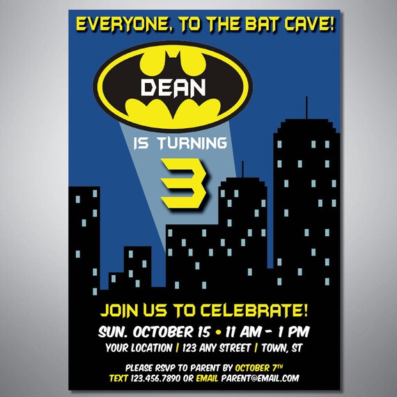 Invitation Anniversaire A Imprimer De Batman Enfant Etsy Invitation Anniversaire A Imprimer De Batman Enfant Etsy