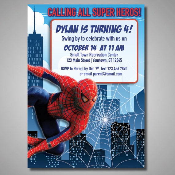 Super Heros Spiderman Invitation Anniversaire A Imprimer Etsy Super Heros Spiderman Invitation Anniversaire A Imprimer Etsy