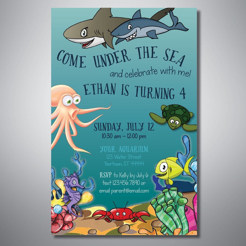 Under the Sea PRINTABLE Birthday Invitation Etsy