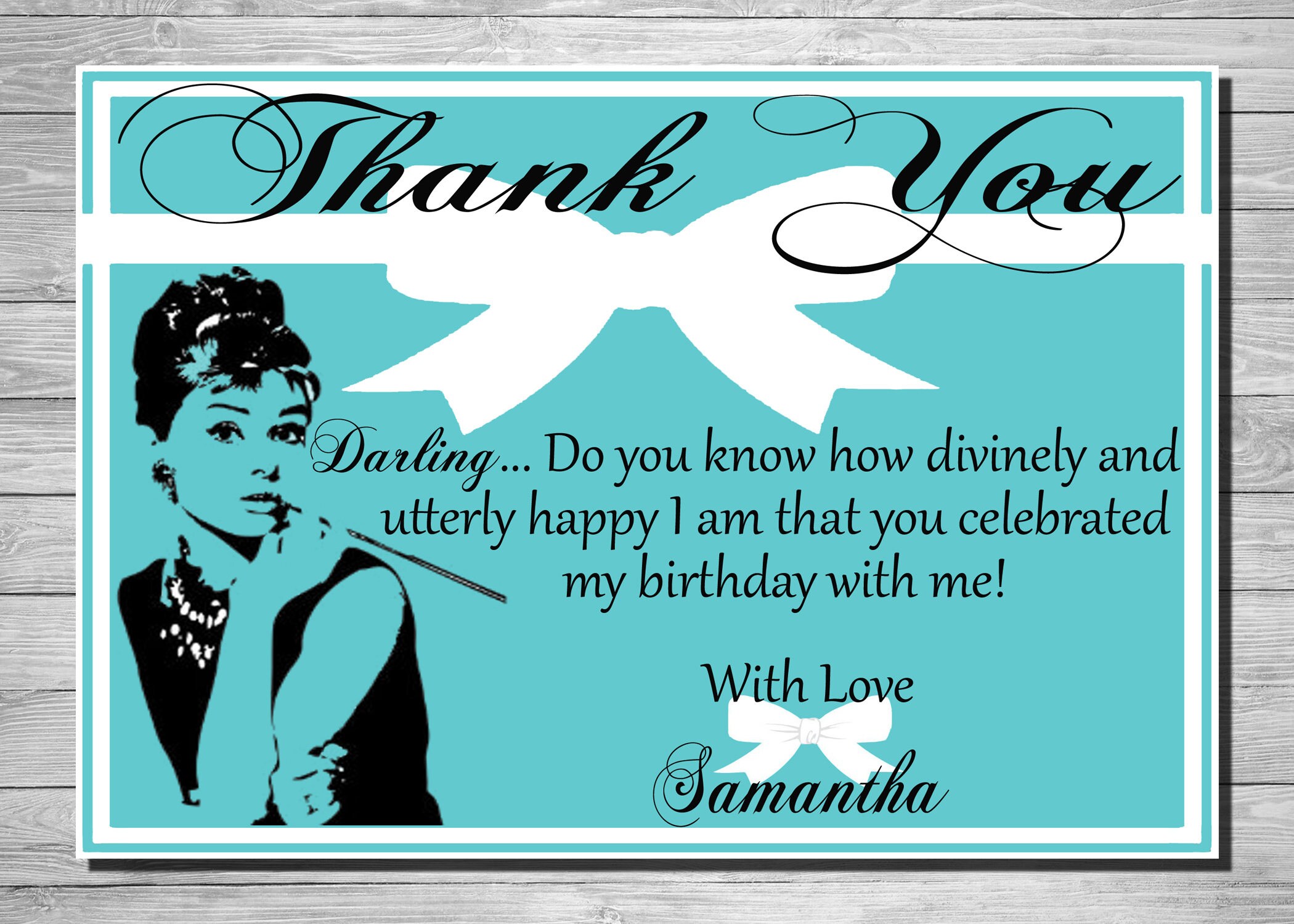 Audrey Hepburn Breakfast at Tiffany's Thank You Card Etsy