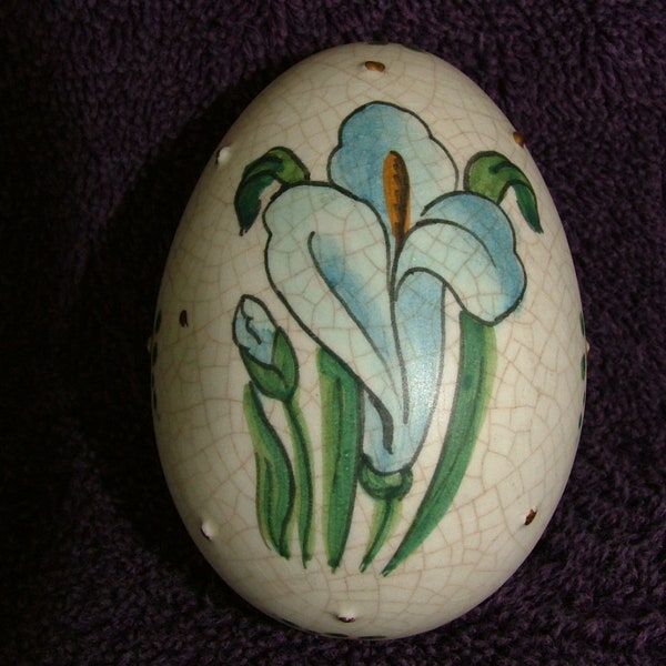 Easter Egg, Veneto Flair Hand-Painted, Jewel, Ceramic 1975, Made In Italy, Collectible, Home Decor