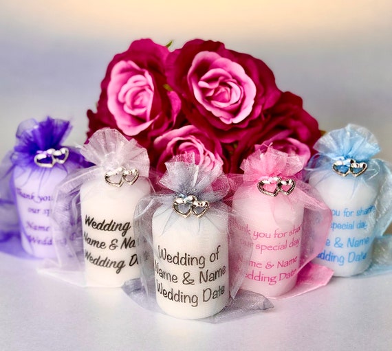 Wedding Favours Personalised Candles With Silver or Gold Heart