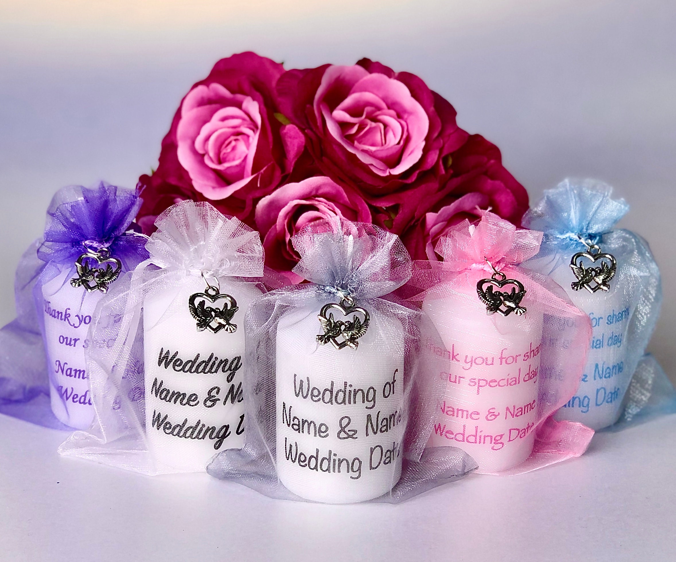 Personalised candles 2024 wedding favours