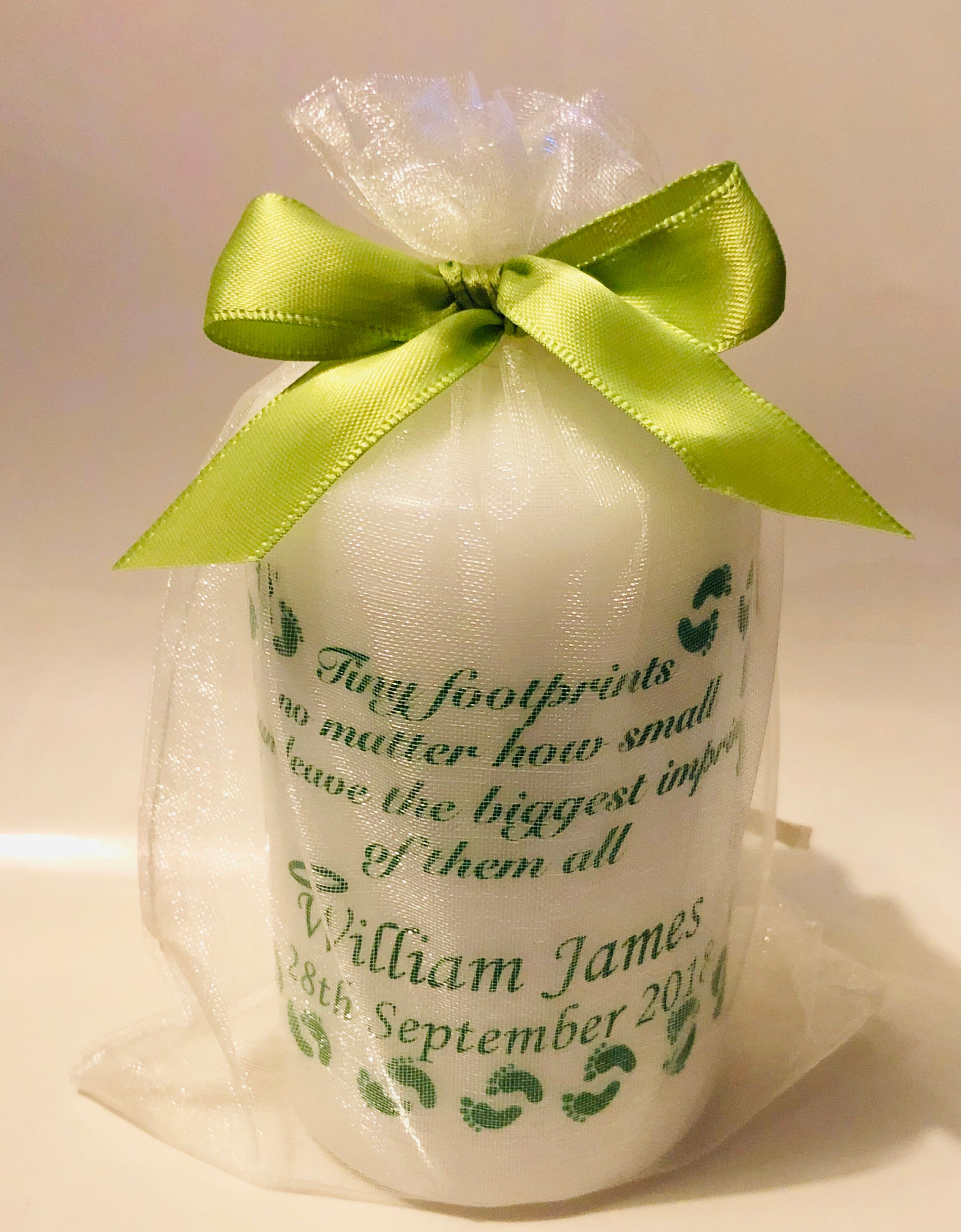 Personalised Baby Loss Angel Candle Footprints Memorial Etsy UK
