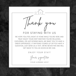 Airbnb Host Thank You Card Template | Editable Canva Airbnb Rental Marketing Template | Airbnb Host Editable Welcome Card For Guests