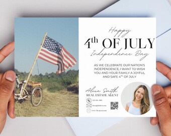 4th of July Realtor Postcard | Independence Day Digital Mailer | Patriotic Real Estate Marketing | Editable Canva Template