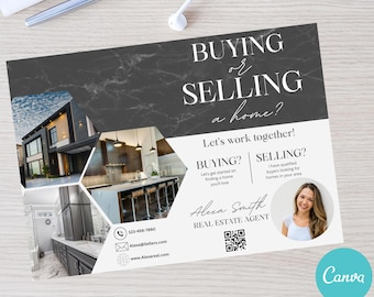 Real Estate Farming Postcard Editable Canva Buying or Selling Real Estate luxury realtor Marketing Post Card Template Real Estate Mailers