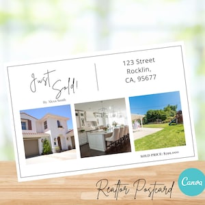 Just Sold Postcard, Real Estate Postcard, Just Sold Flyer, Realtor Postcard, Real Estate Marketing, Editable Postcard, Template, farming