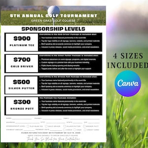 Editable Golf Sponsorship Form Template Canva Fundraiser Sponsor Sheet Golf Tournament Sponsor Level Printable Printable Golf Sponsor Levels