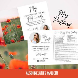 Mai Grundbesitz Postkarte für Makler | Frühling Realtor Pop Von Mailer | Kundenanerkennungskarte | Plant New Roots Marketing Karte