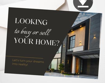 Luxury Realtor Postcard Template – Buying or Selling a Home Marketing Card, Editable Canva Design, Real Estate Agent Mailer,Realtor Postcard
