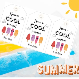 Popsicle Tag, Editable Summer Gift Tag, Printable End of School Year Treat, Fun Popsicle Favor for Kids, Instant Download, Ice Cool Treat
