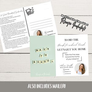 Postal de bienes raíces de regreso a clases / Plantilla de Canva para agente inmobiliario / Correo de marketing editable / Postal para agente comprador o vendedor