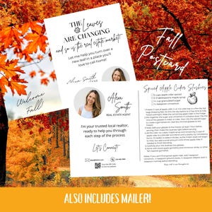 Postkaartposter onroerend goed herfst | Draai een nieuw blad om | Augustus September Oktober Realtor Marketing | Sjabloon voor huizenkoper herfst