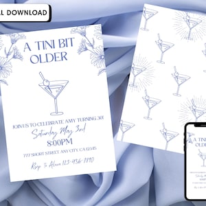 A Tini Bit Older Invitation Martini Birthday Invite Template 30th Birthday Invitation Dirty Thirty Birthday Theme Editable Canva Template