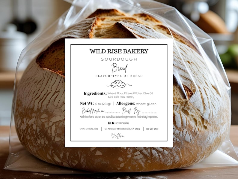 Sourdough Label Template | Cottage Law Bakery Labels | Printable ...
