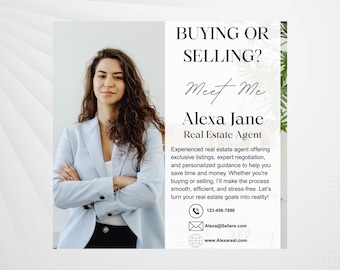 DIY Realtor Flyer Canva Template, Real Estate Buyer & Seller Printable, Home Buying Selling Flyer, Editable Marketing Tool for Agents