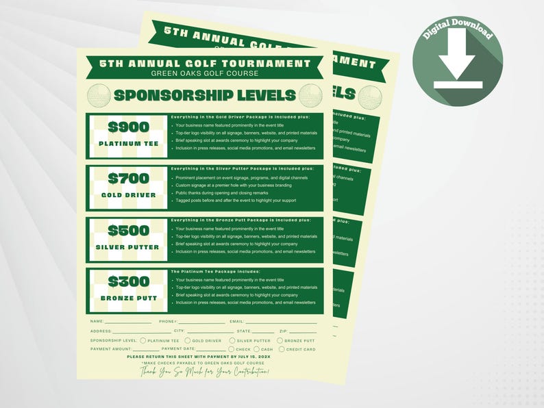 Editable Golf Sponsorship Levels Canva Template | Golf Tournament ...