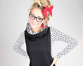 MEKO quot holle quot Latzkleid Ladies long sleeve black white dots hood dress mini dress Hoodie