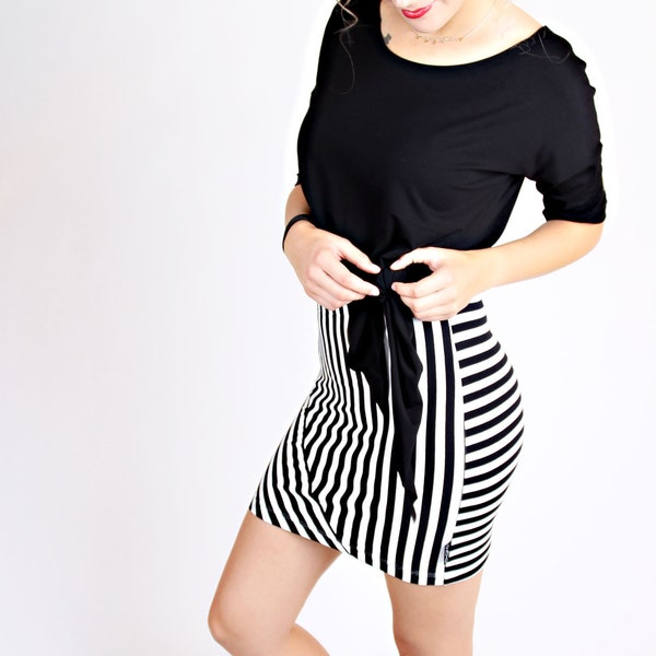 MEKO® "Knaller" Röcke für Frauen, Damen Rock aus Jersey, Minirock in Schwarz Weiß Streifen, geiler Rock von meko Store