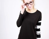 MEKO quot Manchy quot Dress Women 39 s Black Stripe Oversize Long Sleeve