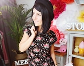 MEKO quot Brisy quot shirt dress women black floral dots gold color summer dress mini dress short sleeve teadress holiday