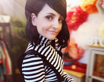 MEKO® "Rokrashi" turtleneck sweater women, shirt in black and white stripes, striped shirt with collar, turtleneck shirt by meko Store