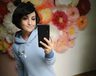 MEKO® "Souly" hoodie in quilted look, ladies, baby blue, sweater for women by meko Store