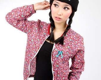 Red blouson jacket | Etsy MEKO Ves Damen Blouson Bomberjacke Damen Blau Schleife