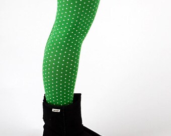 MEKO® Leggings Damen, Grüne Leggings mit Punkten, elastische Hose von meko Store, handgefertigt