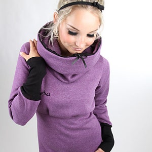 Gr. M MEKO® "Koschl" Hoodie Damen, Lila Melange, warmer Pullover mit Kapuze, Hoodies von meko Store