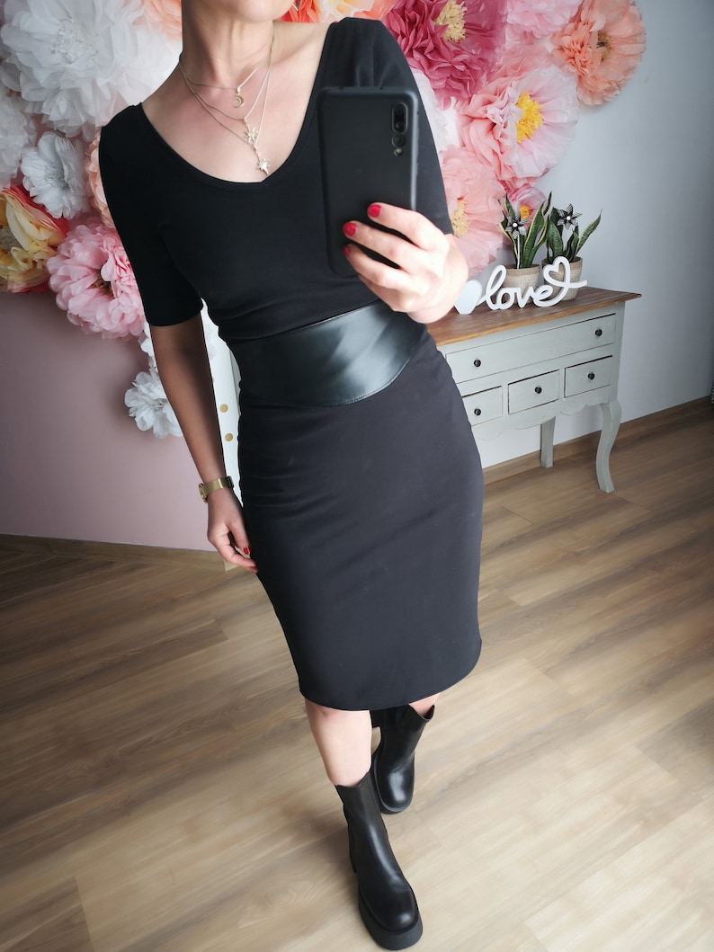 MEKO® Pencyl Röcke für Frauen, Bleistiftrock mit hoher Taille und Reißverschluss, Wenderock in Schwarz, Damen Rock von meko Store Bild 5