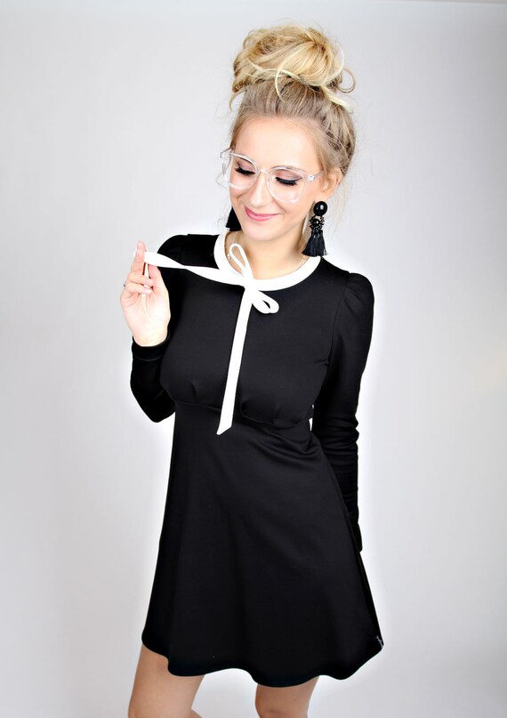 MEKO® Parly Kleid Damen Schwarz Weiß langarm - Etsy Österreich