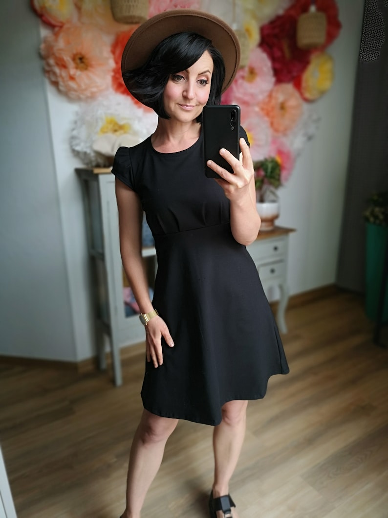 MEKO® OPearl Kleid Damen, kurzes Kleid in Schwarz, Kleider von meko Store, handgefertigt Bild 8