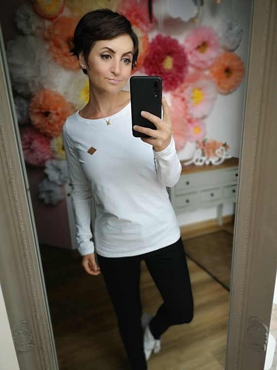 Banke under øje MEKO® lolovy Shirt Damen Longsleeve in Weiß - Etsy