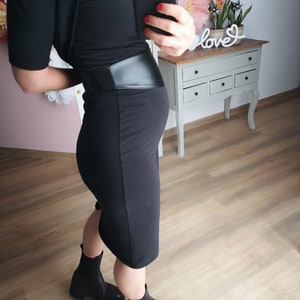 MEKO® Pencyl Röcke für Frauen, Bleistiftrock mit hoher Taille und Reißverschluss, Wenderock in Schwarz, Damen Rock von meko Store Bild 2