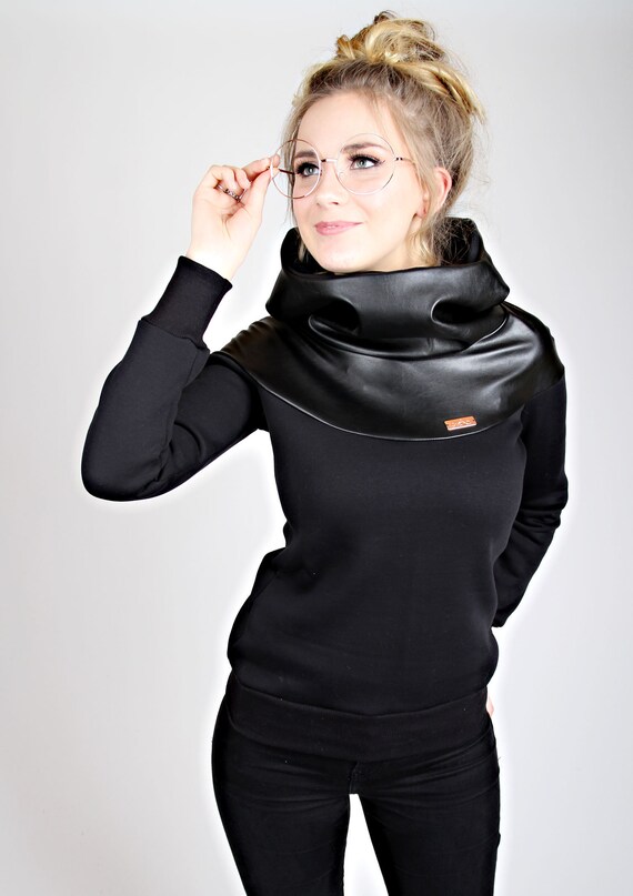 leather hoodie women's